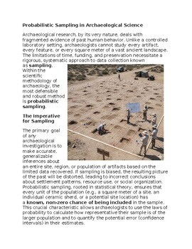 Probablistic Sampling in Archaeology Worksheet Classwork, Homework or Sub Plans