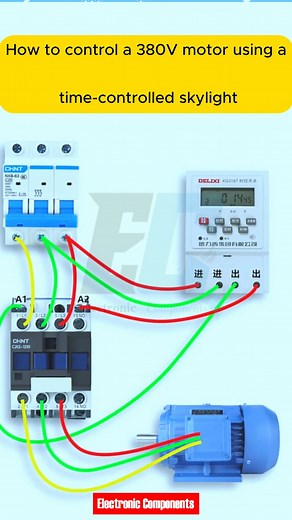 How to control a 380V motor using a time-controlled skylight #fblifestyle | 𝐄𝐥𝐞𝐜𝐭𝐫𝐨𝐧𝐢𝐜 𝐂𝐨𝐦𝐩𝐨𝐧𝐞𝐧𝐭𝐬