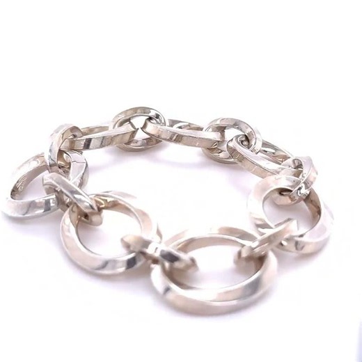 Tiffany & Co. Sterling Silver Vintage Oval Link Bracelet 88g