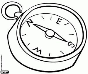 A compass indicates the North coloring page printable game
