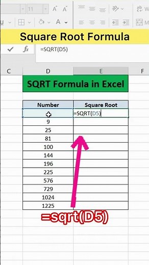Square Root (sqrt) Formula in Excel | Advanced Excel Formula #excel #excelformula #exceltips