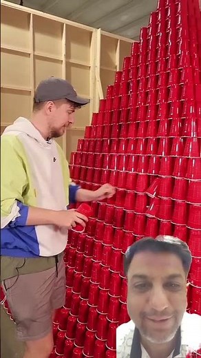 Building the World’s Tallest Cup Tower! 🏆😱 #Shorts