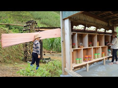 Girl Builds Her Dream Rustic Kitchen | Peaceful, Off-Grid Life in the Wild