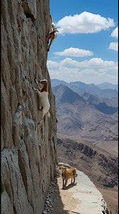 In this short reel, two mountain goats stand confidently on a steep cliff, while a leopard watches from below. The predator wants to hunt, but the dangerous drop makes every step risky—even for him. Nature reminds us that survival isn’t always about strength—sometimes, it’s about making the right decision at the right moment. #nature #wildlife #animals | Animals Zone 365