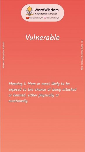 What does "Vulnerable" mean? | English vocabulary shorts | #vulnerable #wordwisdom