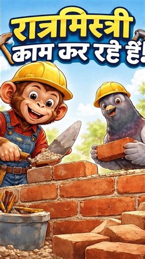 “The Story of Hard Work: A Monkey and a Pigeon as Builders”