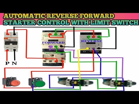 Auto Reverse Forward Starter Control with Limit Switch ! Reverse Forward Starter Control Wiring !