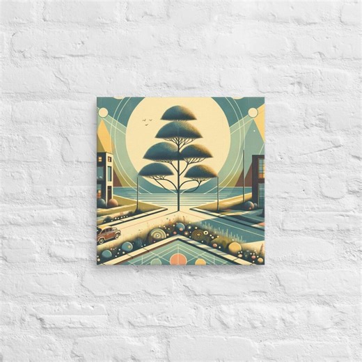 City Architecture Art Canvas | Mid Century Wall Decor | Square Print - Etsy