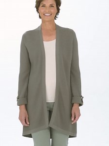 Watch Chico’s Women’s Textured Tab-Sleeve Long Cardigan Sweater on Amazon Live