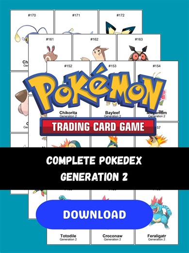 Pokémon National Pokédex: Generation 2 Printable Binder Pages & Placeholders - Etsy