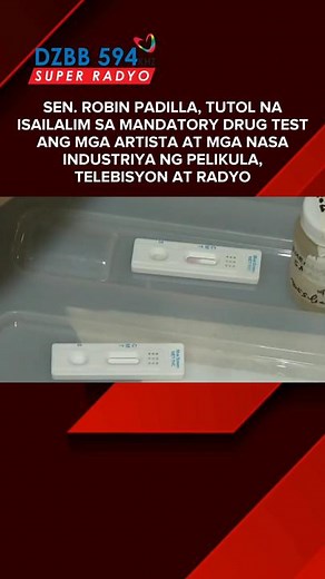 Sen. Robin Padilla, Tumutol sa Mandatory Drug Test sa Artista