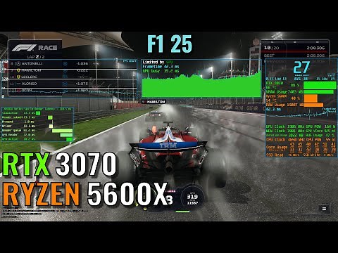F1 25 - RTX 3070 - Path tracing, Ray tracing - 1440p, 1080p - Ryzen 5600x - Benchmark