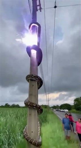 Giant Snake climbs Power Line... BIG MISTAKE ⚡️🐍