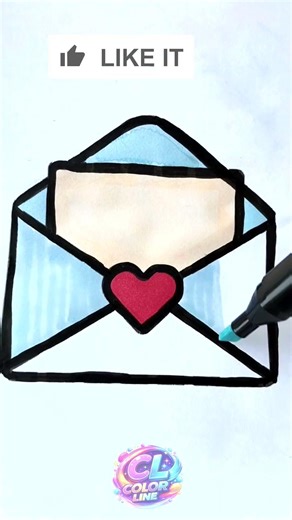 Heart Mail Envelope Coloring | Simple Cute Illustration. #shorts #envelope #coloring