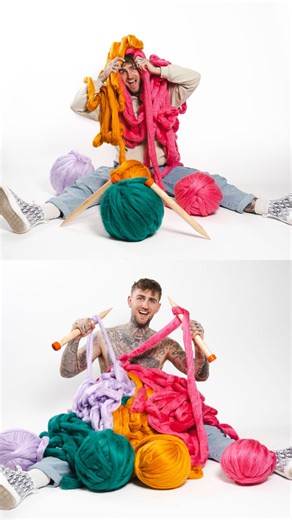 Dan Soar, aka 'The Tattooed Knitter', took on an epic day-long challenge to set a world record with a hobby you might not expect him to have...🤔🧶 | Guinness World Records