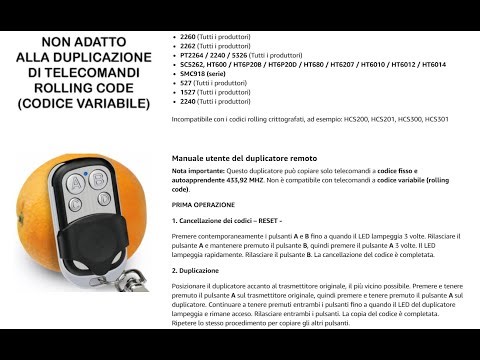 181 OP: Telecomando universale cancello"funziona come rolling code?"