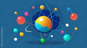 A 3D animation showcasing the vibrations and movements of atoms in a molecule giving a dynamic view of its bonds and functional groups.. 2d flat cartoon Stock Video