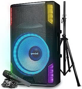 Gemini Sound GSP-L5500PK 15" 2200W Bluetooth PA Speaker with Microphone, Stand, TWS Pairing, LED Party Lights, 3-Channel Mixer – Ideal for DJs, Events, and Parties