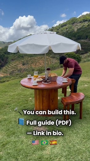 2K views | 蝹 Build your own spool table with benches  Full illustrated guide (PDF) — Link in bio | Francisca Bradford | Facebook