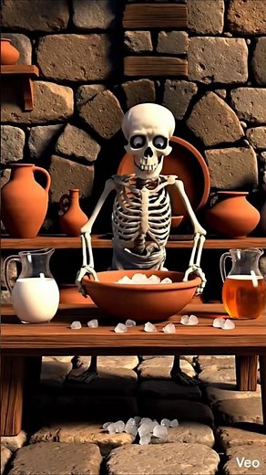 Skeleton Opens First Ice Cream Shop in Ancient Greece?! 🍦💀 #shorts #skeleton #aianimation