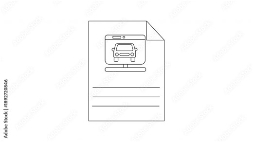 Car Document Outline Animation - Vehicle Information and Paperwork.