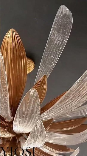 Luxury Gold & Crystal Modern Floral Chandelier – Elegant Designer Ceiling Light