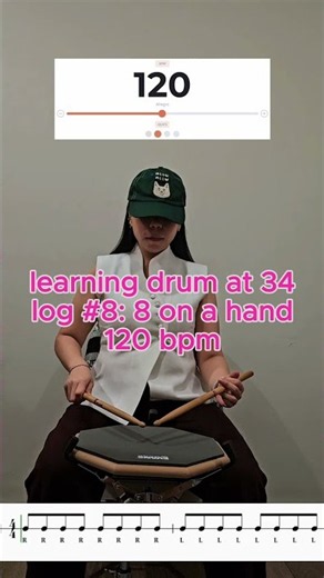 drum rudiments - practice 120 bpm - 8 on a hand