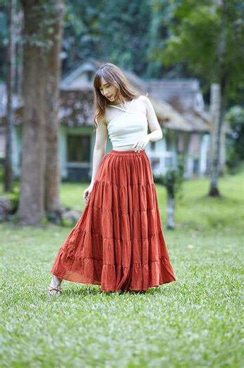 Orange Maxi Skirt Available in Plus Size - Boho Flowy Skirt With Ruffles - Long Skirts for Women Tiered Ideal Summer Festival Clothing - Etsy