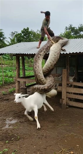 Man Smash Relentlessly – Saves Goat From Python In Barn..