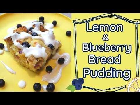 Lemon & Blueberry Bread Pudding with Cream Cheese Sauce (using a box mix!)
