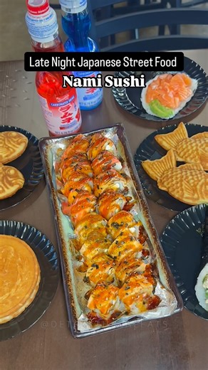 Nami Sushi | 📍Dearborn, MI Had to come back to @namisushico at Ramadan Village for their Suhoor menu! They’re serving up Japanese street food favorites, like these cheesy coins (classic or garlic ponzu) and sweet taiyaki fish waffles stuffed with Kinder, Nutella, or Lotus. They even have the cutest fresh fish hand rolls, like the California and Salmon Avocado. If you’re craving something fun and different for Suhoor, this is it! They have extended Ramadan hours listed below, and catch them at R