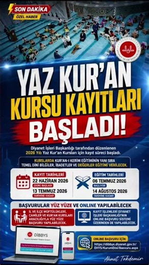 Kur’an Kursu kayıtları başladı.
