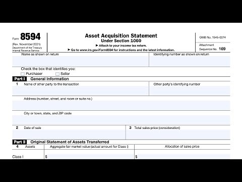 IRS Form 8594 walkthrough (Asset Acquisition Statement under IRC Section 1060)