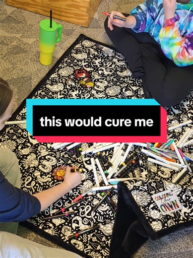 Its still snowing here in Minnesota so we have to color inside #coloringyourown #coloringblanket