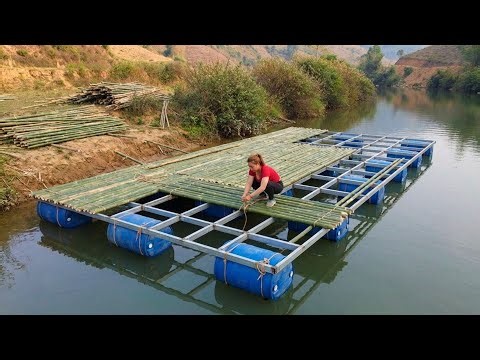 Building a Giant Raft To Float On The Water For Transportation During The Rainy And Stormy Season