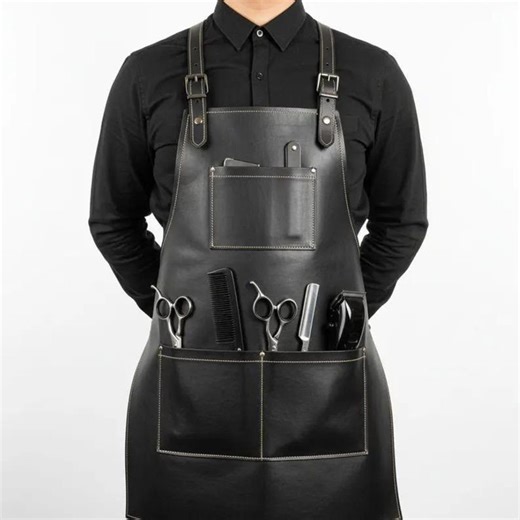 Personalized Black Leather Barber Apron, Professional Workwear With Pockets - Etsy