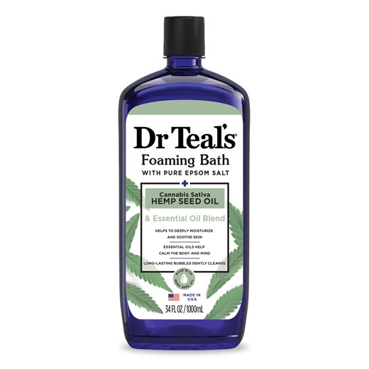 Dr Teal's Foaming Bath, Cannabis Sativa Hemp Seed Oil with Essential Oil Blend, 34 fl oz.