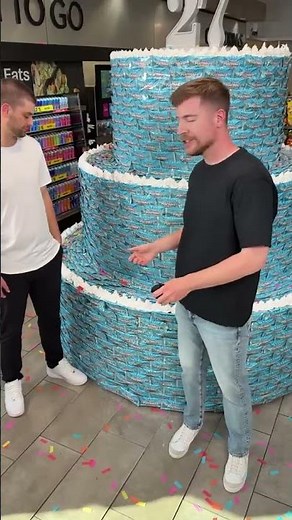 birthday cake with Mr beast