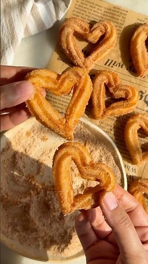 eggless churro hearts 💕💕 #churros #recipe #recipes #egglesschurros #nutella #nobake