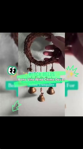 Handmade Vine Wind Chime Witch Prayer Crystal Wind Chime - Bohemian Home Decor with Crescent Moon, Bell Charms & Crystals for Door Handle or Wall Hanging, Halloween Witchcraft Protection Decoration #homegoodsobsessed #homemadechristmasornaments #handmadeholidaygifts #crystalgiftshop #customizednecklaces #holidaydecoration #handmadefortheholidays #homemadecrystalcandy #moonwaternecklace #diyhallowendecor