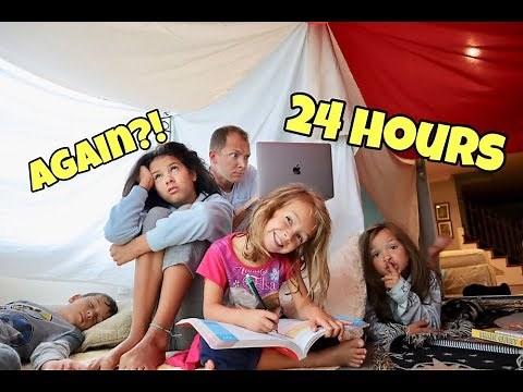 24 Hours OVERNIGHT in BLANKET FORT! Who snuck out!?