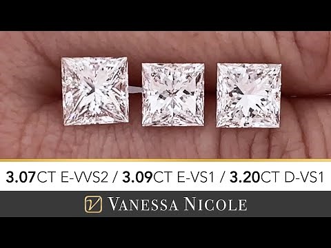3 CARAT PRINCESS CUT DIAMOND - Square Shape Diamond Color Grade & Diamond Size Comparison for Eric