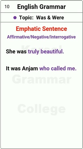 Emphatic Sentences with “Was” and “Were” | Easy English Grammar Lesson