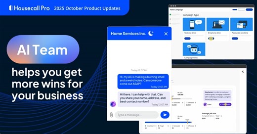 Your AI Team helps you win more work by handling the busywork for you. From answering calls to writing customer messages and generating reports, Housecall Pro’s built-in AI team keeps your business moving fast. For Kyle R of AHAVA Fire and Chimney, AI Team is "not changing what we’re doing. It’s just making it faster. It’s been really, really helpful.” Check it out: https://bit.ly/3WB7EDM | Housecall Pro