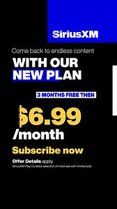 Listen endlessly with our new plan. Music, news, sports and more for just $6.99/month | SiriusXM | Facebook
