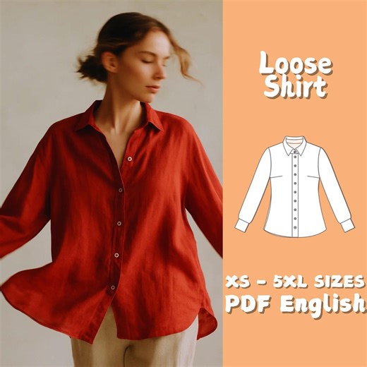 Linen Blouse Sewing Pattern: Long Sleeve Women's Top (PDF Pattern) - Etsy