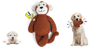 Watch Monkey Plush Dog Squeak Toys Durable Squeaky Dog Chew Toys on Amazon Live