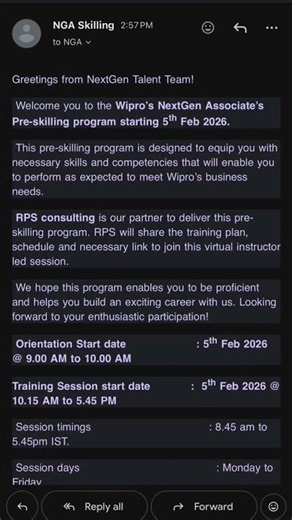 Wipro Pre skilling Program Mail Put 2026 | Mass Training Mail, Elite, Wilp