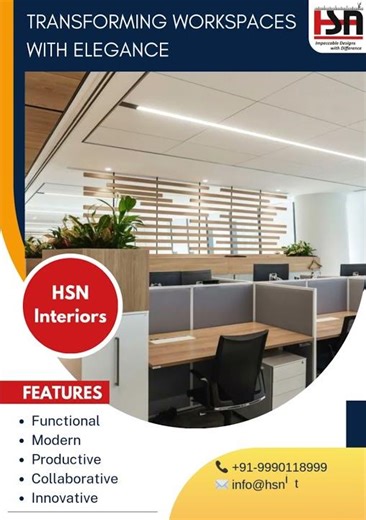 Modern Office Interior Design | Transforming Workspace with HSN Interiors #interiordesign #workspace