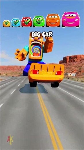Big & Small Cars vs Minecraft Steve Portal! 🤯 #shorts #beamngdrive